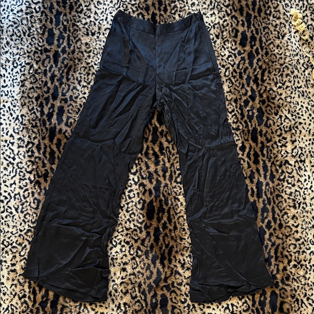 Forever 21 Black Satin Wide-Leg Pants
